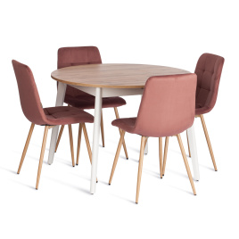 Стул CHILLY (mod. JSC-220) Велюр/металл , 44,5х52,5х88 см, Coral (коралловый) HLR44 / натуральный фото 4