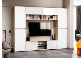 Готовая гостиная Алетра дуб крафт серый / глянец белый комплектация 3