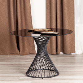 Стол BERTOIA (mod. GT21) металл/стекло, 110 х 110 х 75 см, Black (черный) фото 5