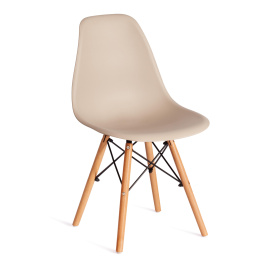 Стул CINDY (EAMES) (mod. 1801) дерево бук/металл/сиденье пластик, 45x51x82 см, Beige (Бежевый)  фото 1