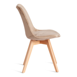 Стул TULIP SOFT (mod. 053V) дерево/пластик/вельвет, 49,5 x 54,5 x 84 см, Бежевый (HLR 12)/натуральны фото 2