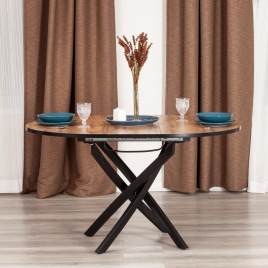 Стол обеденный Манзана/Manzana ЛДСП/HPL/металл, 100-130х100х75см, дуб вотан/чёрный фото 2