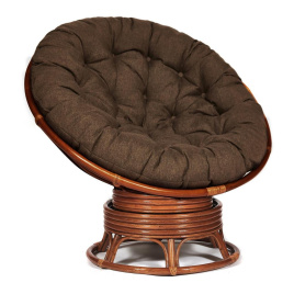 Кресло-качалка Папасан/Papasan (W 23/01 B) /с подушкой/ 115х78х104см, пекан орех, ткань коричневый,  фото 1