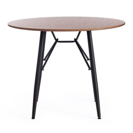 Стол RUSTO (mod. 283) МДФ/металл, D100 х 75 см, Black (Черный) / Walnut (Орех) 10 фото 2
