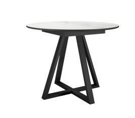 Стол DikLine SKZ100 d1000 Керамика Cristal Onyx Bianco Polished/подстолье черное/опоры черные (2 уп. фото 1