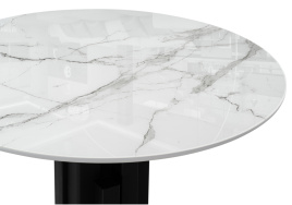 Стол стеклянный Калипсо 110 белый мрамор / черный фото 4