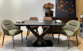 Стол BLANCO 160 MATT BLACK MARBLE SOLID CERAMIC / Орех, ®DISAUR фото 3