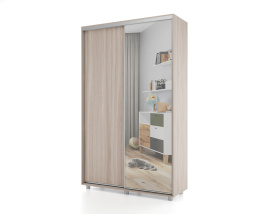 Шкаф-купе PRIME, 120х45х230 Шимо светлый с зеркалом фото 1