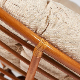 Кресло-качалка Папасан/Papasan (W 23/01 B) /с подушкой/ 115х78х104см, коньячный, ткань старт фото 4