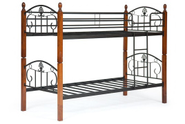 Кровать BOLERO двухярусная дерево гевея/металл, 90*200 см (bunk bed), красный дуб/черный фото 3
