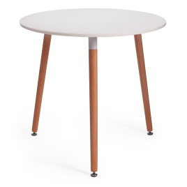Стол MARS (mod. T1004) МДФ/дерево, 80 х 80 х 75 см , White (Белый) / Natural (натуральный)