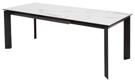 Стол CREMONA 140 HIGH GLOSS STATUARIO Белый мрамор глянцевый, керамика/ черный каркас, ®DISAUR фото 2