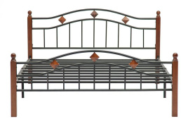 Кровать AT-126 дерево гевея/металл, 160*200 см (Queen bed), красный дуб/черный фото 2