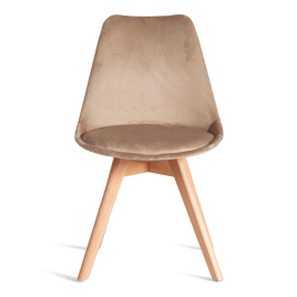 Стул TULIP SOFT (mod. 053V) дерево/пластик/вельвет, 49,5 x 54,5 x 84 см, Бежевый (HLR 12)/натуральны фото 5