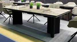 Стол АДАЖИО 240 (320) см цвет ПАНДОРА (PANDORA), керамика / Черный каркас