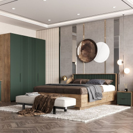 Тумба «Герта» 1я КМК 0979.19, дуб канзас/зеленый матовый фото 3