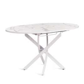 Стол MANZANA ЛДСП/HPL/металл, 100 х 100+30 х 75 см, Мрамор светлый/белый фото 2