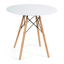 Стол CINDY NEXT (mod. 70-80 MDF) металл/мдф/бук, D70х75см, белый/натуральный фото 1