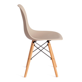 Стул CINDY (EAMES) (mod. 1801) дерево бук/металл/сиденье пластик, 45x51x82 см, Beige (Бежевый)  фото 2