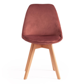 Стул TULIP SOFT (mod. 74) вельвет/дерево , 54 х 47 х 83 см , коралловый (HLR 44)/натуральный  фото 5
