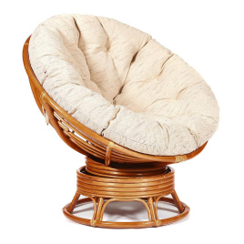 Кресло-качалка Папасан/Papasan (W 23/01 B) /с подушкой/ 115х78х104см, коньячный, ткань старт фото 1
