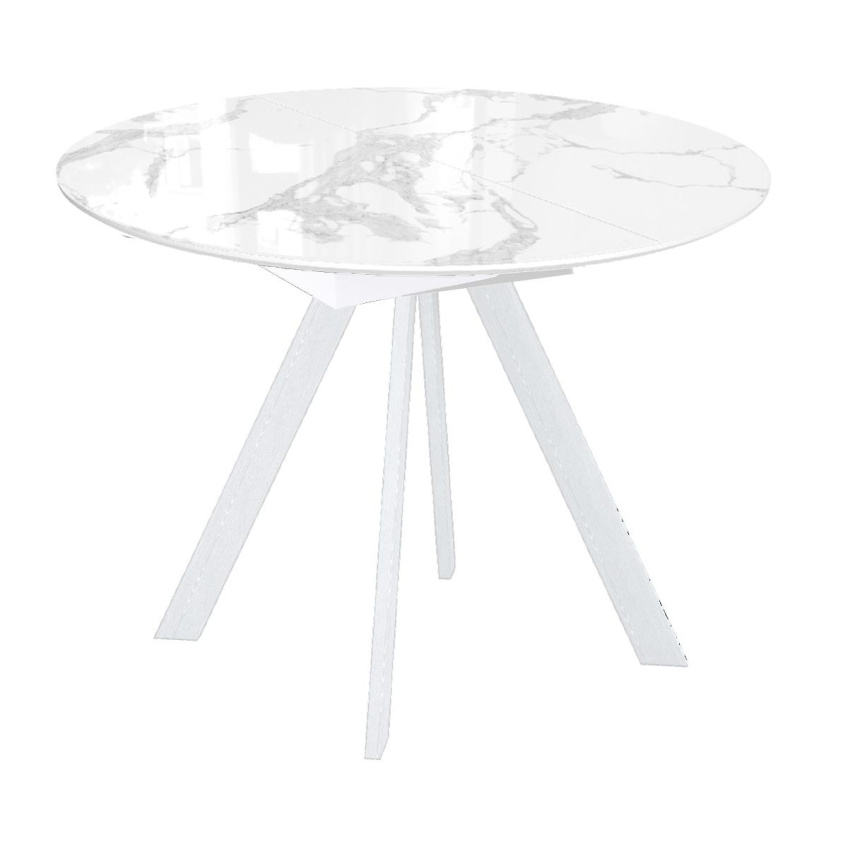 Стол DikLine SFC100 d1000 стекло Оптивайт Белый мрамор/подстолье белое фото 1