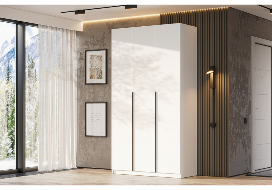 Шкаф Даиго трехстворчатый белый текстурный фото 2