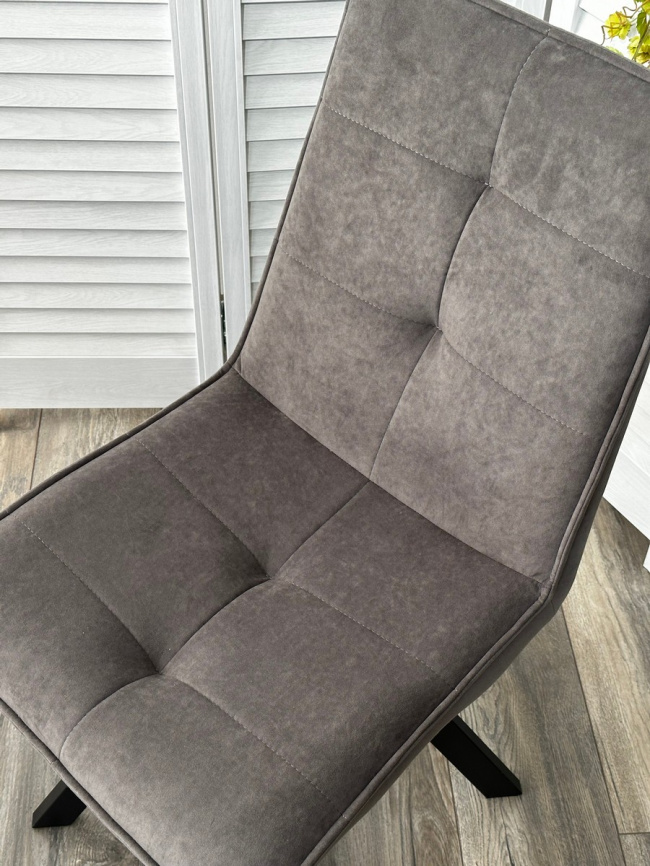 Стул БРОНКС (BRONX), 360 град. поворот. B28 Темно-серый, велюр / черный каркас фото 4