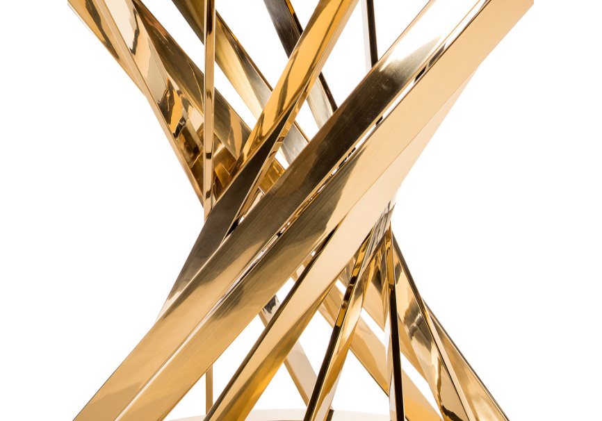 Стол стеклянный Twist gold / black фото 3