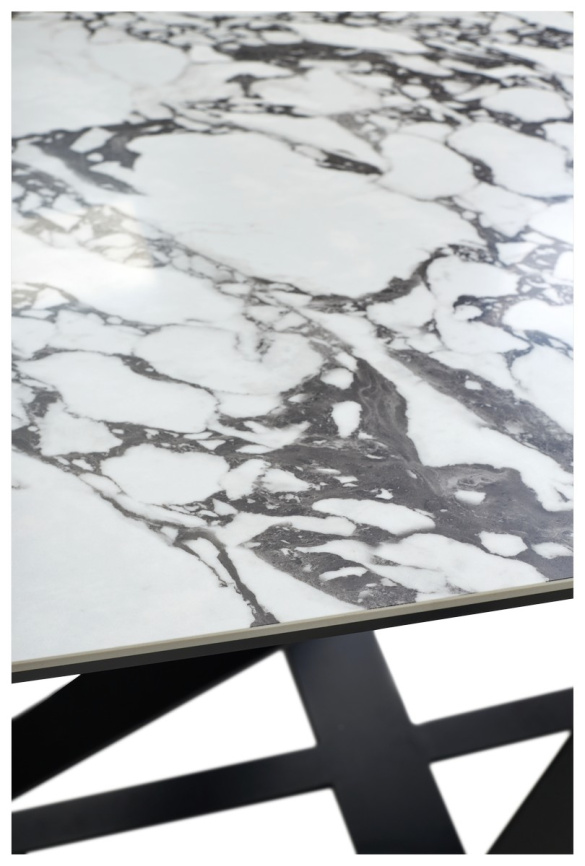 Стол VICENZA 180 раскладной GLOSS BULGARI WHITE, керамика / Черный, ®DISAUR фото 12