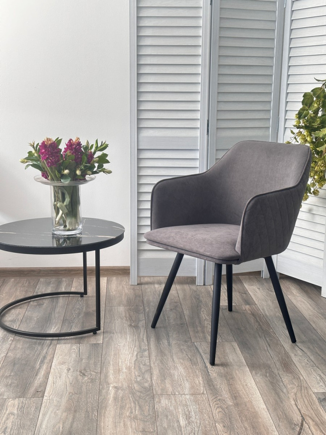 Стул ФОРТ (FORT) 360 град. поворот. цвет B28 Темно-серый, велюр / черный каркас фото 5