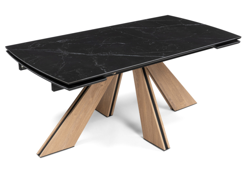 Керамический стол Шаннон 180(240)х90х79 черный мрамор / дуб монтана фото 1