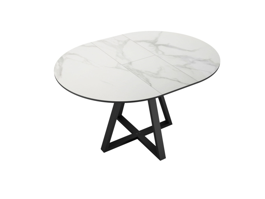 Стол DikLine SKZ100 d1000 Керамика Cristal Onyx Bianco Polished/подстолье черное/опоры черные (2 уп. фото 5