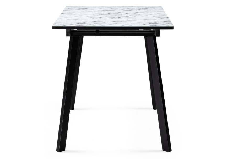 Стол стеклянный Агни 110(140)х68х76 мрамор белый / черный матовый фото 4