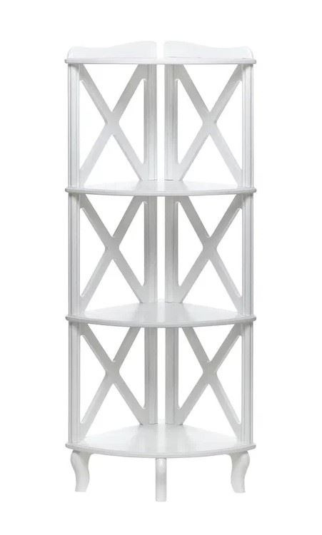 Этажерка-стеллаж угловая "Джульетта"-3 (молочный дуб) Вис фото 1