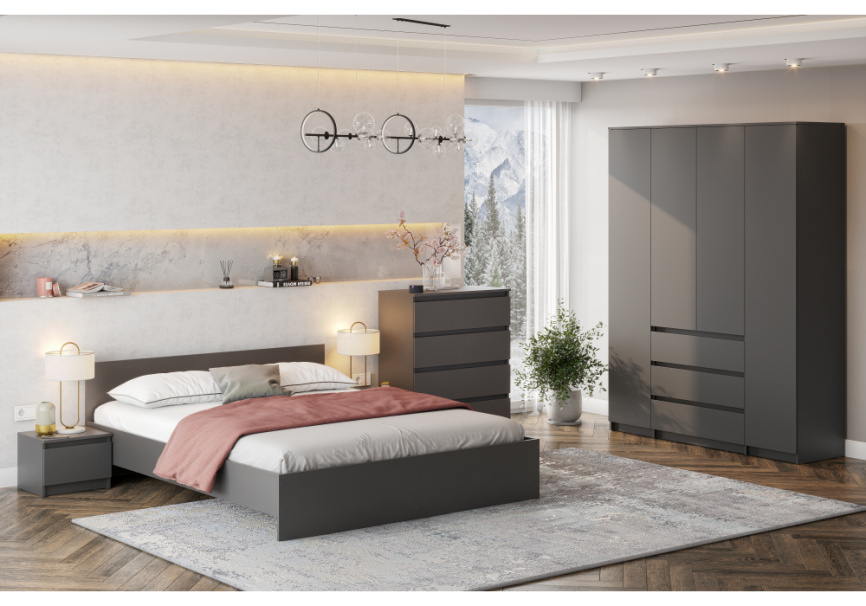 Шкаф Сибити четырехстворчатый графит серый фото 2