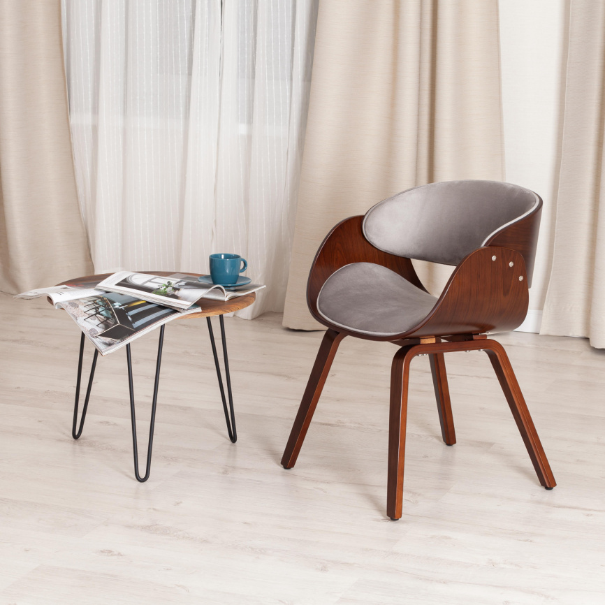 Стул Ландо/Lando (мод.8036) дерево/ткань, 59х53х75см, орех/серый фото 10