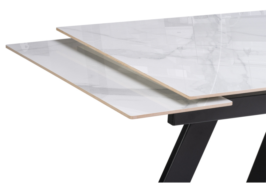 Керамический стол Невис 140(200)х80х76 creto statuario cara polished / черный фото 6