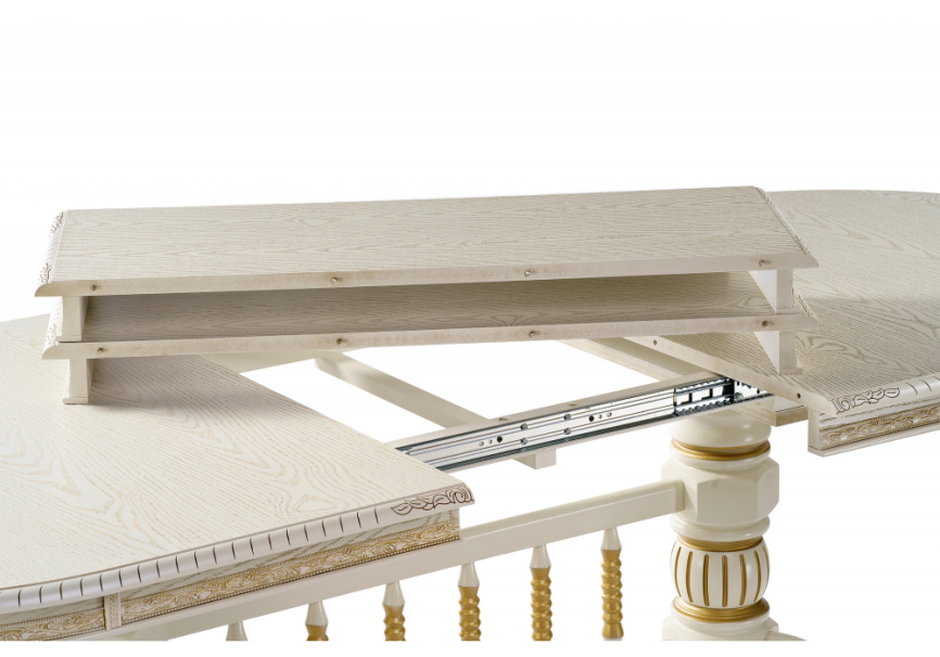 Стол деревянный Кантри крем с золотой патиной фото 8