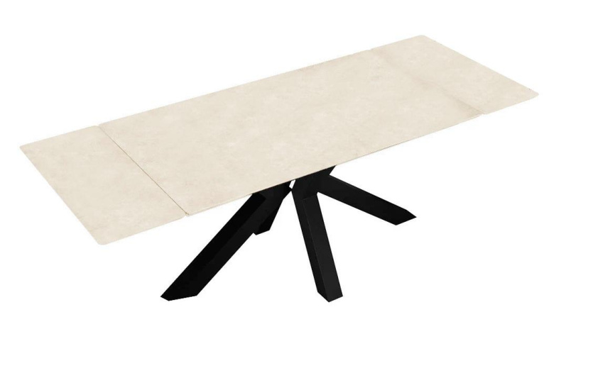 Стол DikLine SFE140 Керамика Krater Perla (бежевый матовый)/подстолье черное/опоры черные (2 уп.) фото 5