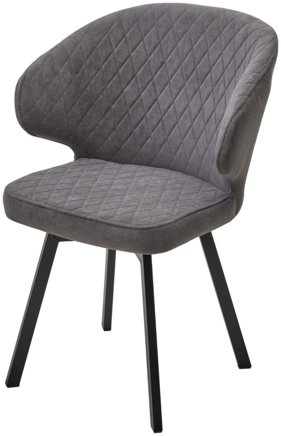Стул ХИЛТОН 360 град., цвет B28 Темно-серый, велюр / черный каркас фото 1
