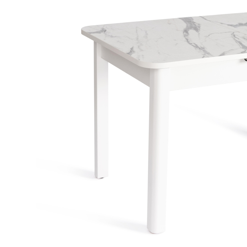 Стол обеденный раздвижной Алигери/Aligery ЛДСП/HPL/опора-массив березы, 130-160х75х75см, мрамор свет фото 8