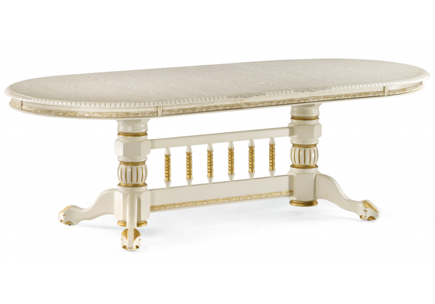 Стол деревянный Кантри крем с золотой патиной фото 2