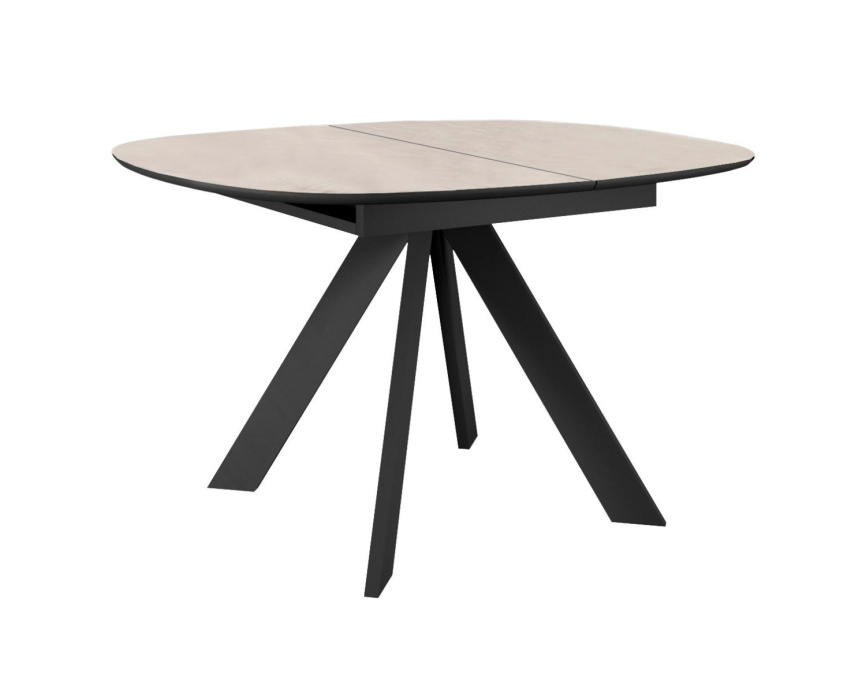 Стол DikLine BK100 Керамика Krater Perla (бежевый матовый)/подстолье черное/опоры черные фото 1