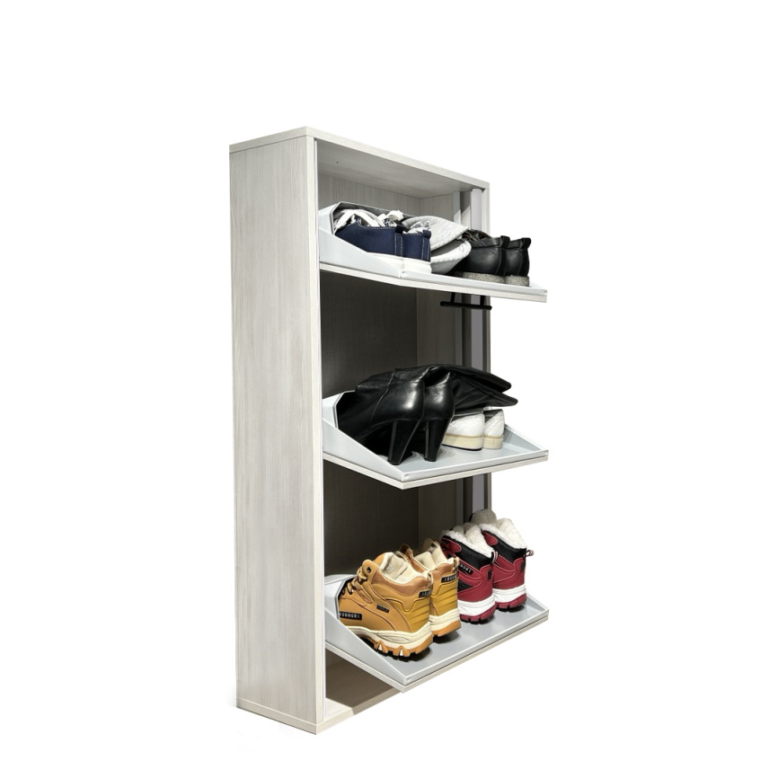 Обувница ЛАЙТ 3 МП (Выбеленное дерево / Выбеленное дерево) фото 5