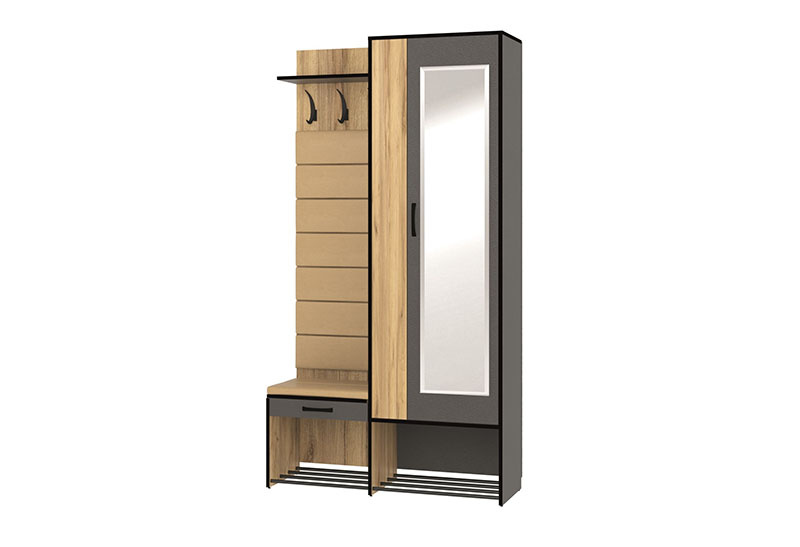 Прихожая Ольга Лофт 4, Дуб крафт золотой/Темно-серый фото 1