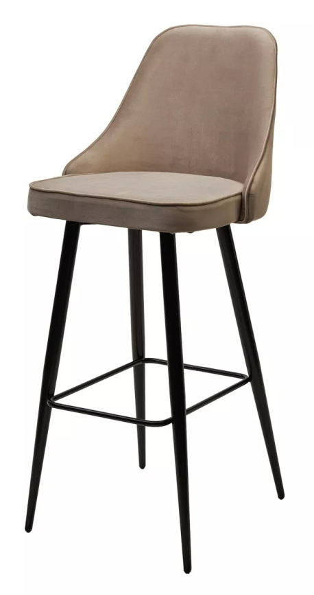Барный стул NEPAL-BAR БЕЖЕВЫЙ #5, велюр/ черный каркас (H=78cm) М-City фото 1