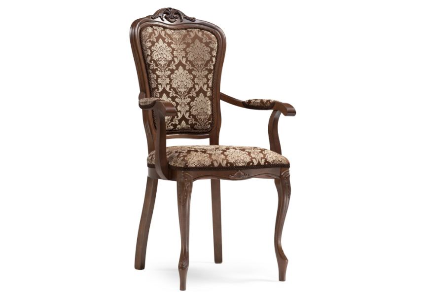 Стул деревянный Руджеро с мягкими подлокотниками орех / шоколад фото 1