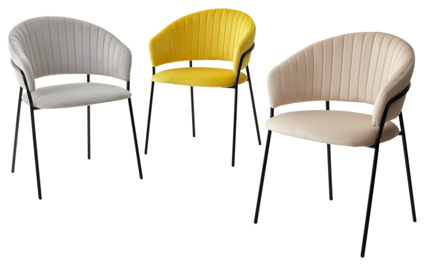 Стул ГЕММА, цвет H-09 Светло-серый, велюр / черный каркас фото 5