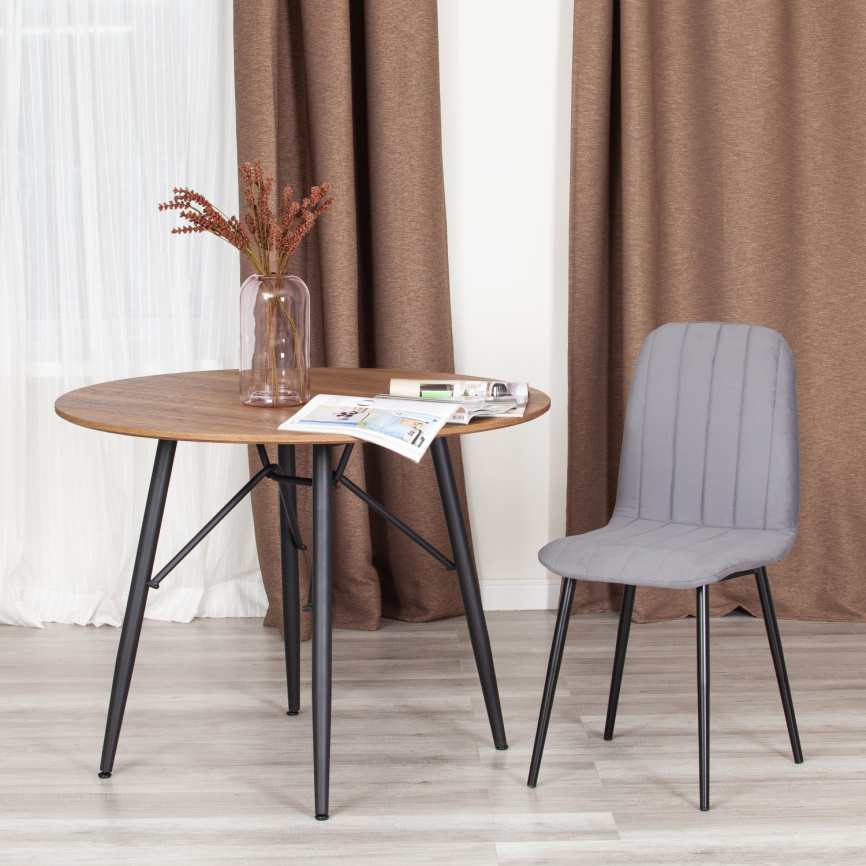 Стул ARC  Велюр/металл , 46 х 52 х 88 см, темно-серый/черный фото 9